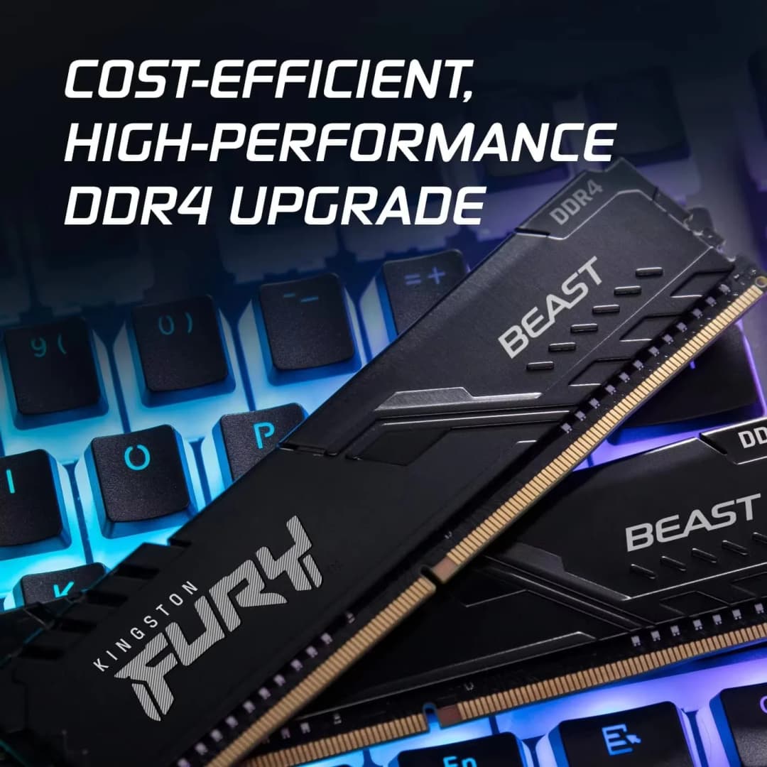 ذاكرة رام كينجستون فيوري بيست DDR4 بسعة 8 جيجابايت و16 جيجابايت و32 جيجابايت بتردد 3600 و3200 ميجاهرتز للكمبيوتر الشخصي مع مشتت حراري 288Pin XMP2.0 متوافقة مع لوحات أم AMD أو INTEL - 2