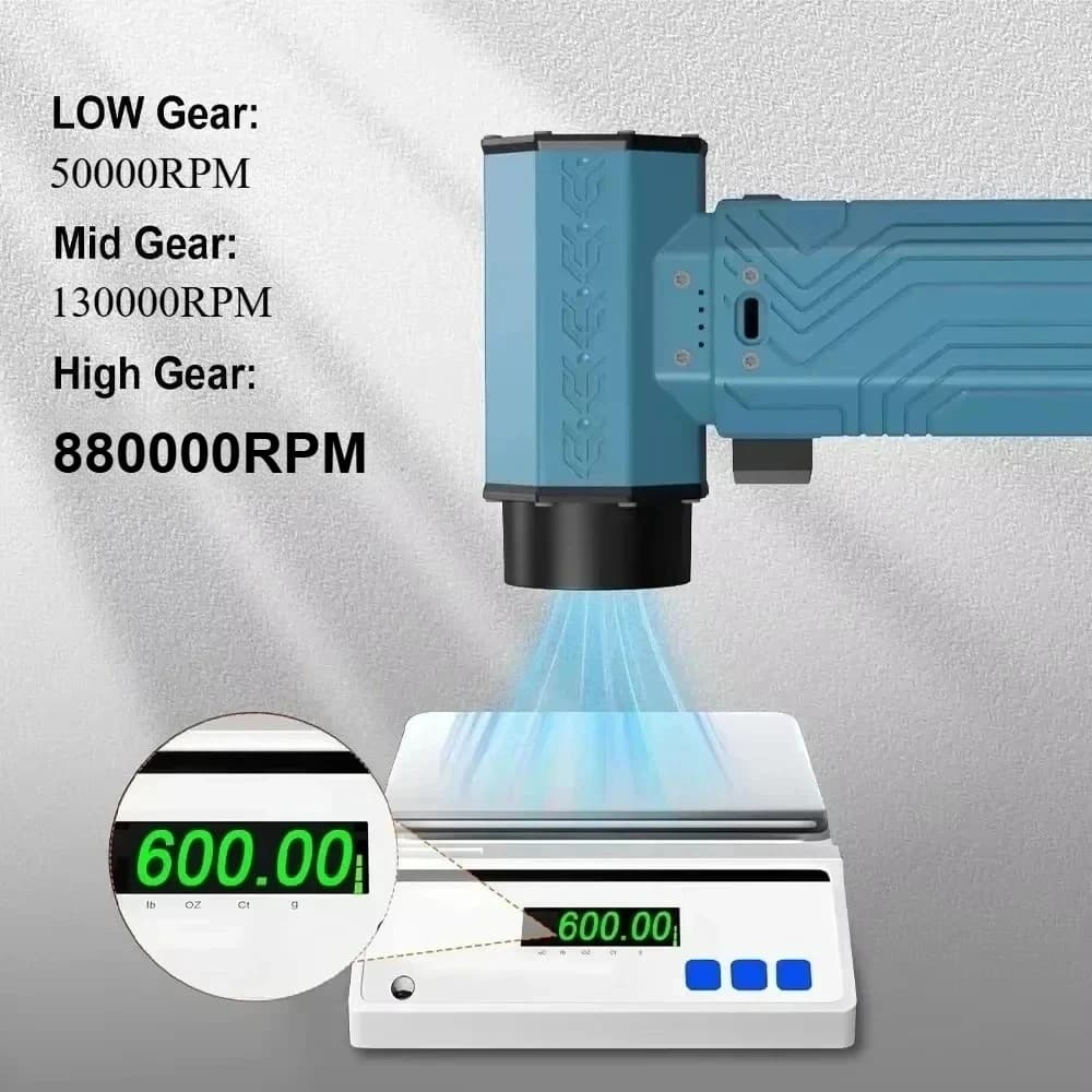 880000RPM Turbo Fan Jet Powerful Air Blower 10000mAh 600g Thrust 70m/s Wind Brushless Duster, vacuum leaf Removal Dryer for car - 5