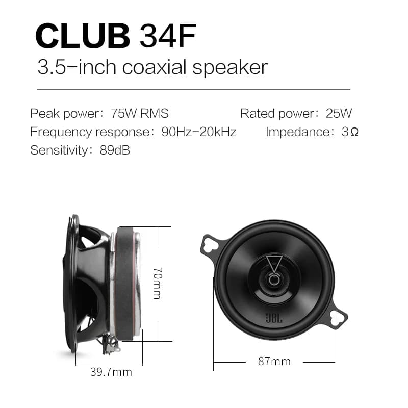 سماعة سيارة JBL مقاس 3.5 بوصة، سماعة محورية، تريبل، مدى متوسط، سب ووفر، سماعة ستيريو أصلية رسمية من JBL مقاس 3.5 بوصة GX328 - 3