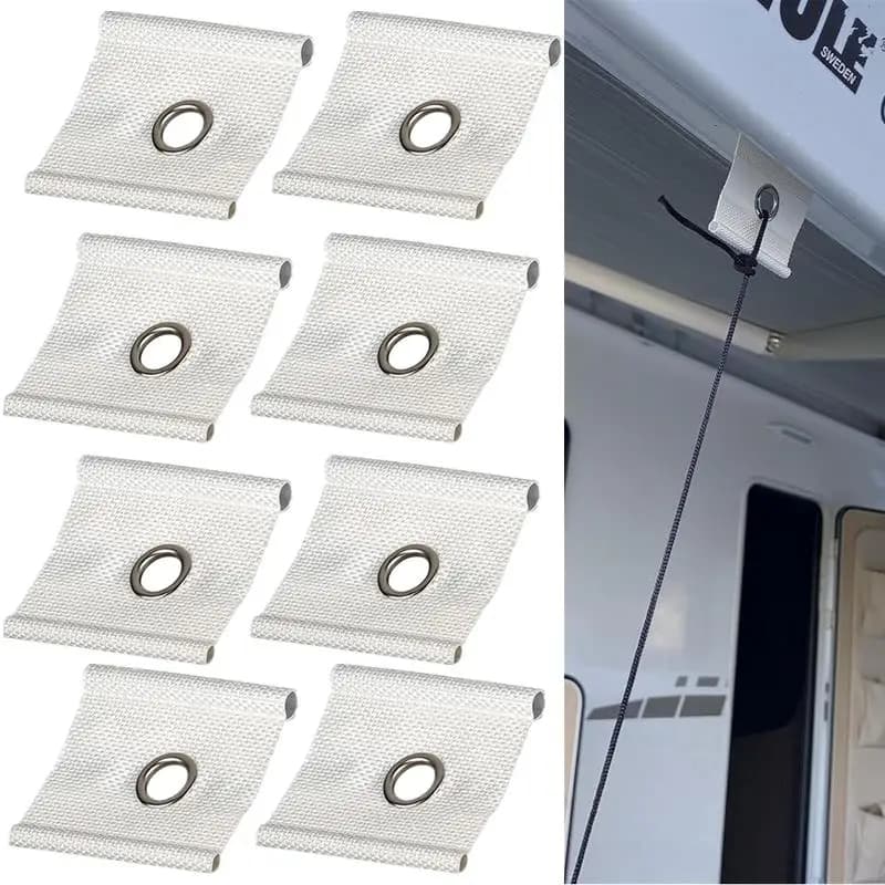 أداة تركيب مظلة سيارة مع حلقات تثبيت، شريط أنابيب المظلة، خطاف تخييم، حامل تثبيت قضبان المظلة للسيارات