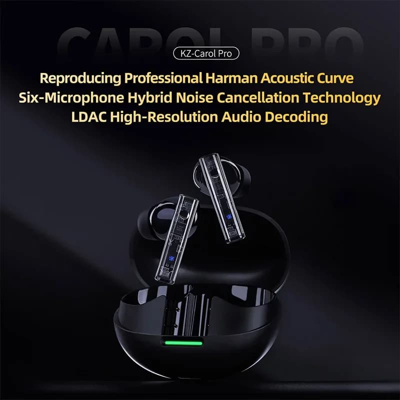 KZ Carol Pro TWS بلوتوث سماعات أذن لاسلكية حقيقية تقليل الضوضاء النشط 6 ميكروفونات سدادات أذن مقاومة للماء LDAC SBC صوت