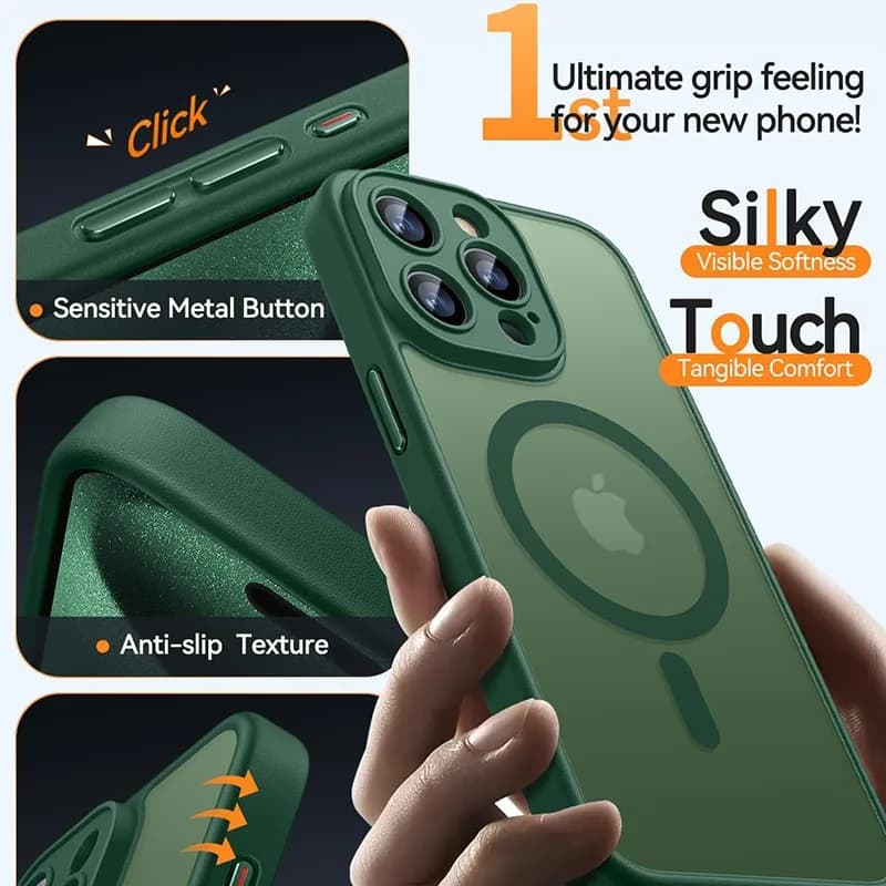 حافظة هاتف فاخرة غير لامعة لـ iPhone 16 15 14 13 12 11 Pro Max Plus 17 Air لـ Magsafe غطاء مغناطيسي شفاف غير لامع - 4