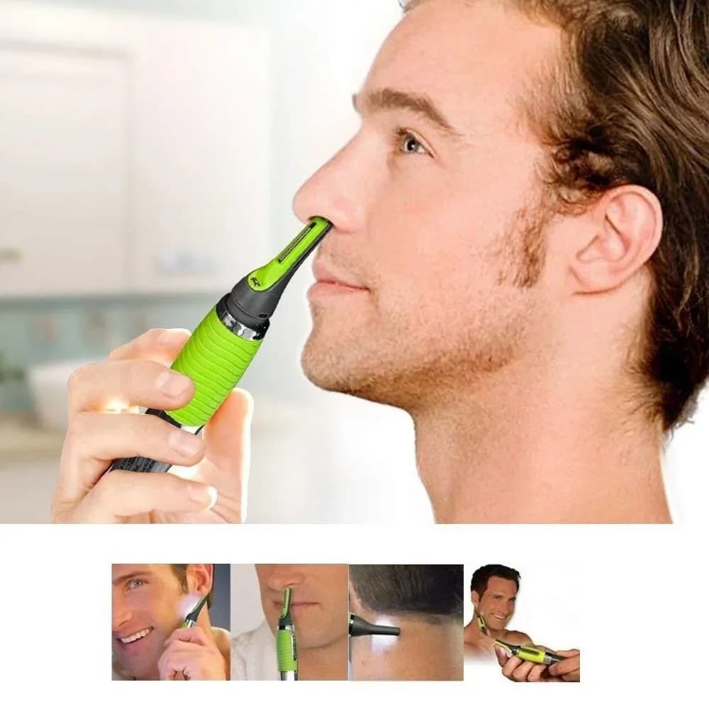 Male Nose Hair Trimmer 2in1 Facial Epilator - Rechargeable, Waterproof, Portable - Nose Hair, Ear Hair, Eyebrow Hair Chin Hair - 2