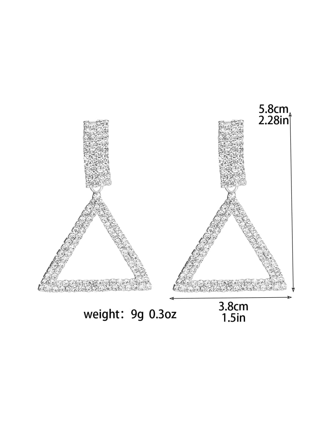 Luxury Custom Color Rhinestone Crystal Triangle Earrings for Women Bridal Drop Dangling Earrings Party Wedding Jewelry Gifts - 2