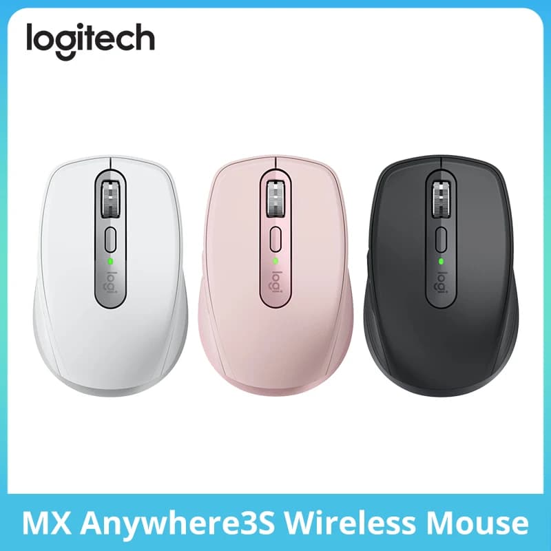 فأرة Logitech Master Series MX Anywhere 3S لاسلكية، بلوتوث، صامتة، صوت ناعم، مناسبة للمكتب والكمبيوتر اللوحي