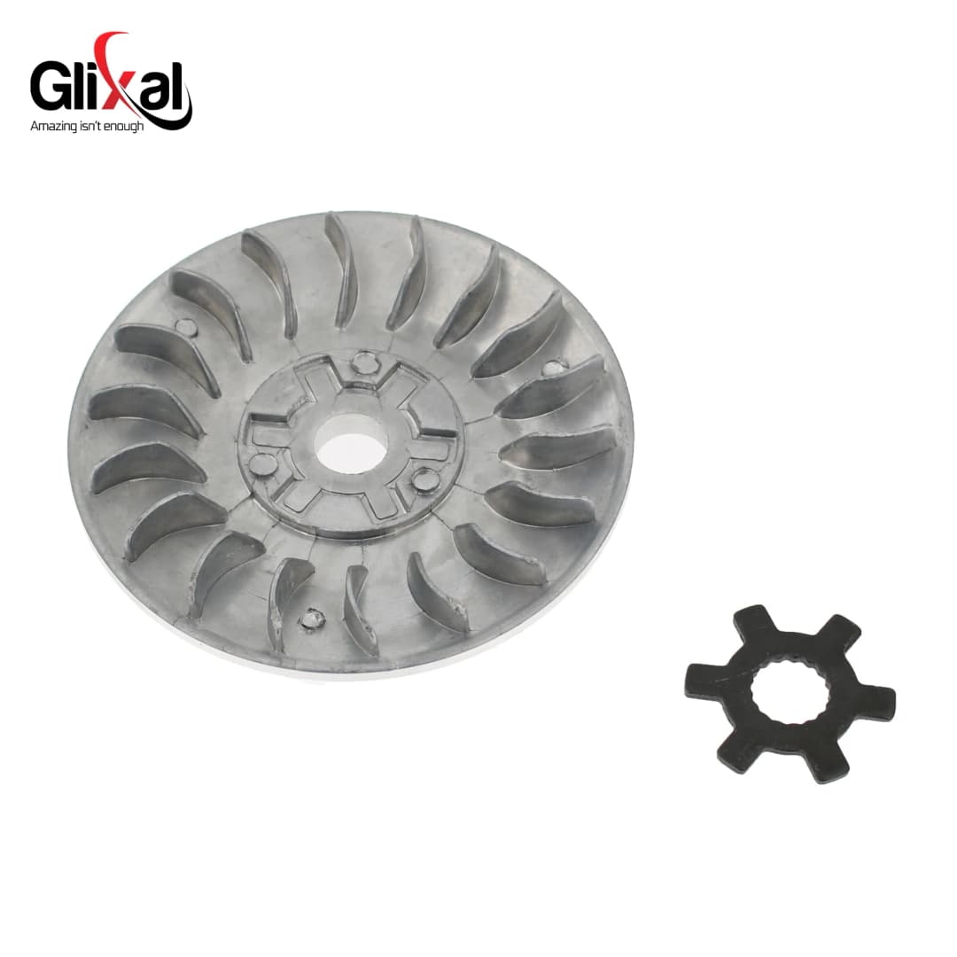 Glixal High Performance 98mm Racing Variator Fan for 2 Stroke Minarelli 1PE40QMB 50cc Jog 50 Scooter Moped (13mm ID, 17 Splines) - 2