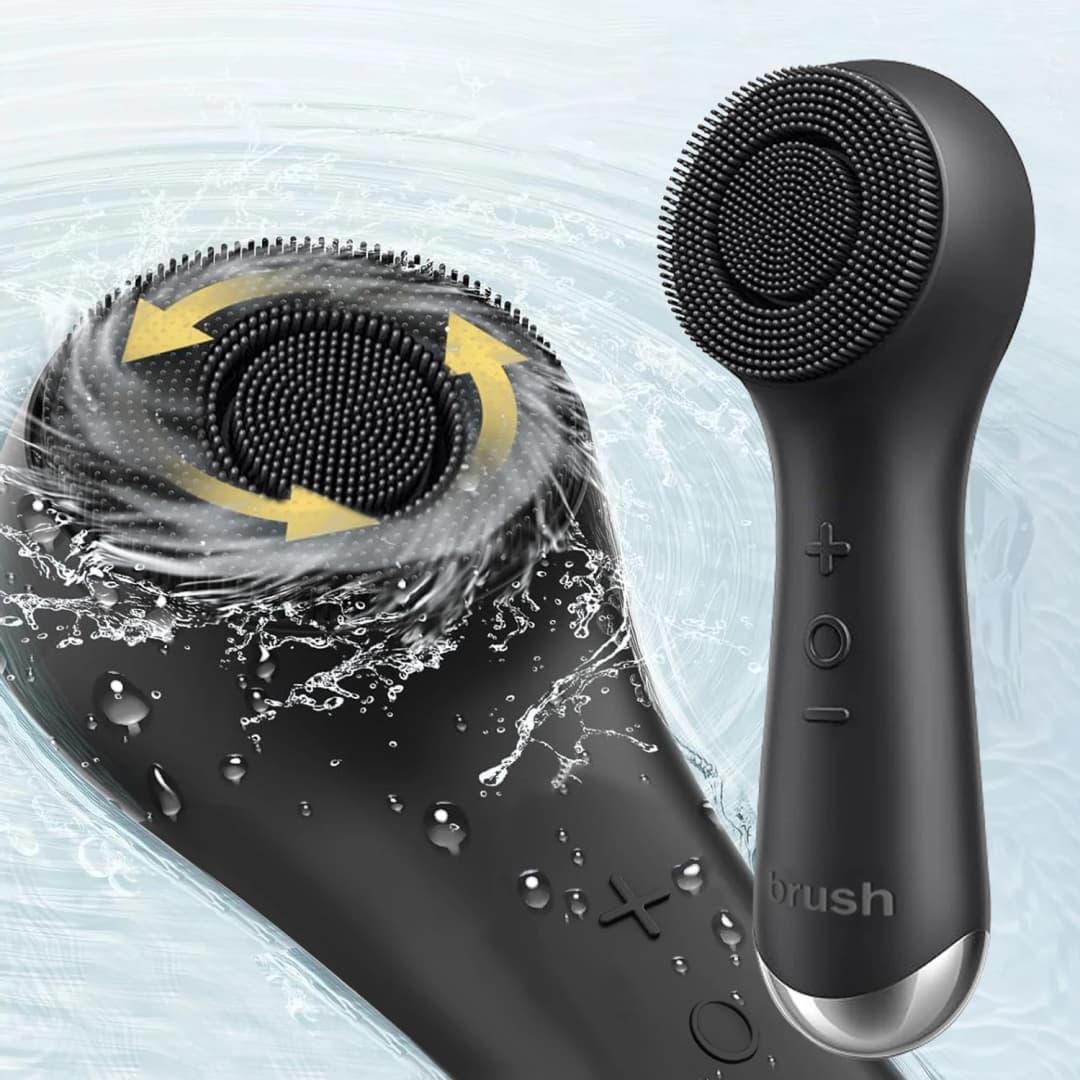 Facial silicone cleansing brush with dual rotation and vibration modes, facial vibration massage, USB charging facial brush