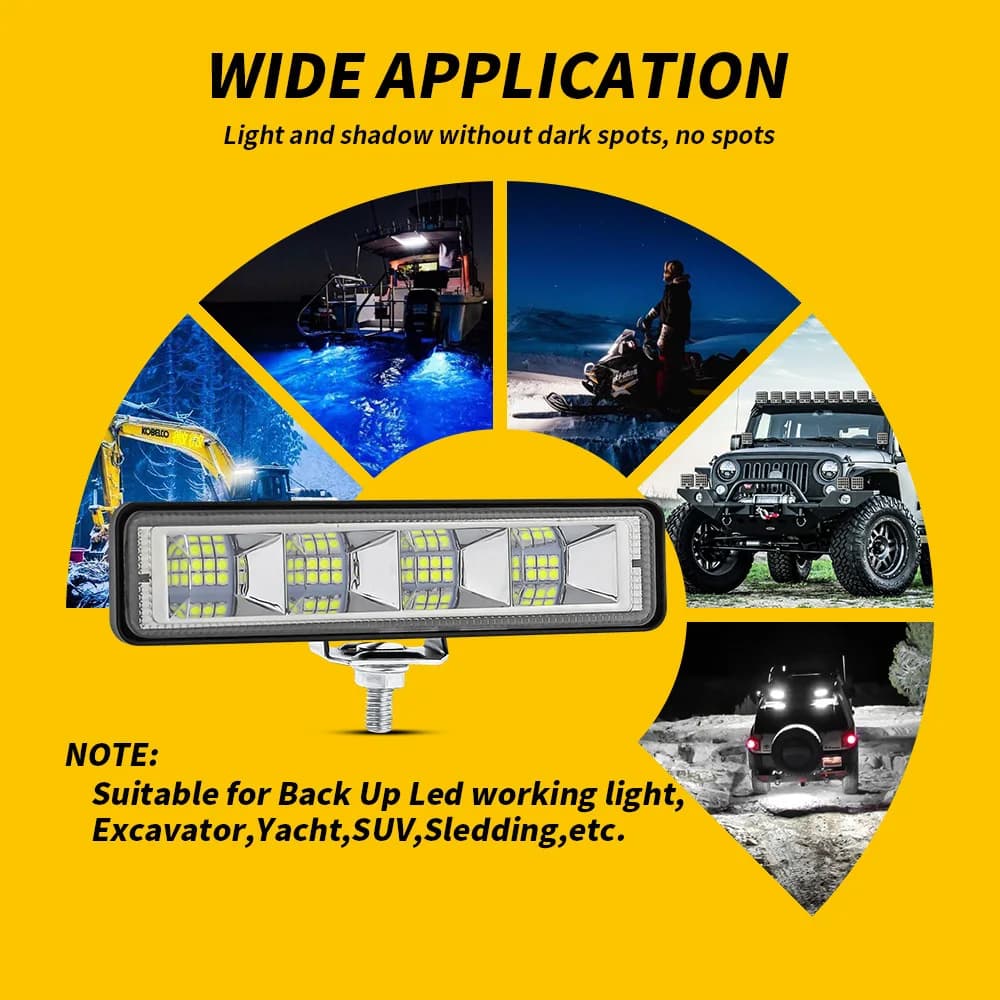 2Pcs 72W Car Work Light LED Bar 4x4 24 LED Worklight Bar Offroad SUV ATV Tractor Boat Trucks Excavator 12-60V led Combo Beam - 4