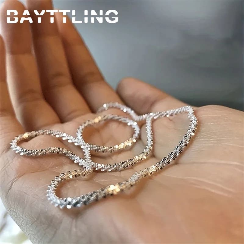 925 Sterling Silver 40-75cm Exquisite Sparkling Necklace Fashion Women Couple Wife Anniversary Gift Jewelry Accessories - 5