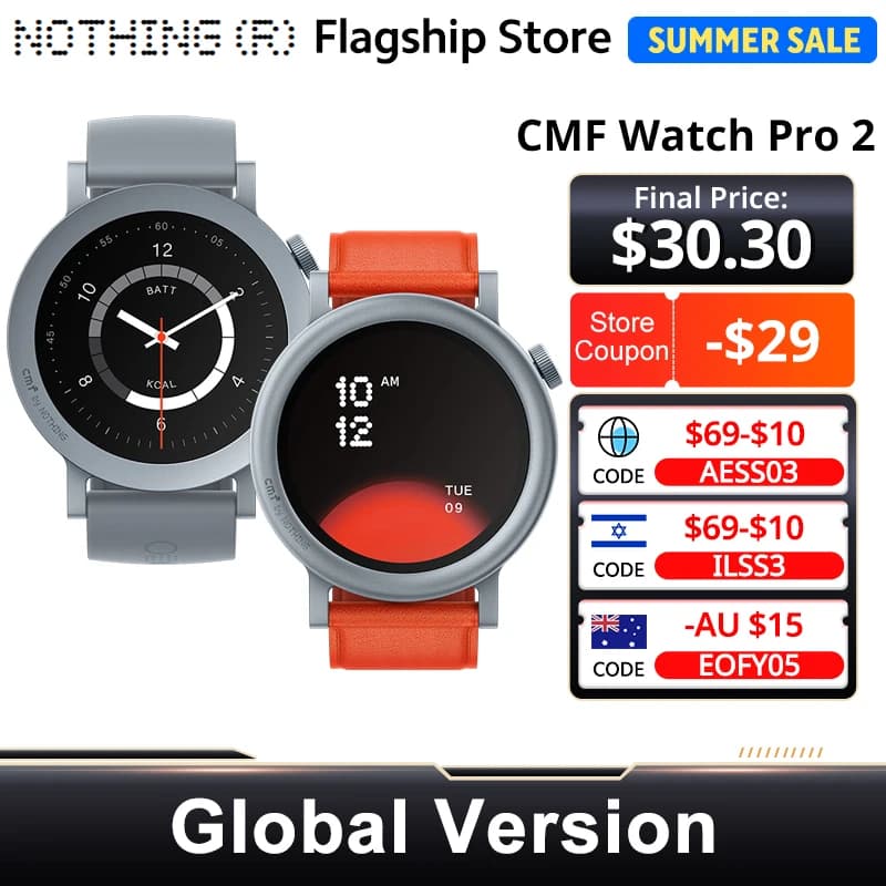 CMF by Nothing Global Version Watch Pro 2 BLUETOOTH CALLS 1.32'' AMOLED 60 FPS Display 11 Days Battery GPS life SpO₂ Monitors
