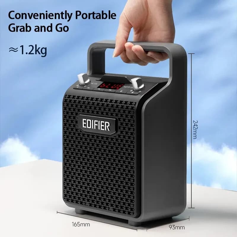 سماعة بلوتوث محمولة خارجية Edifier PP205، مدخلات USB وبطاقة TF، تشغيل لمدة 8 ساعات، دعم ميكروفون سلكي، سماعة كاريوكي - 6