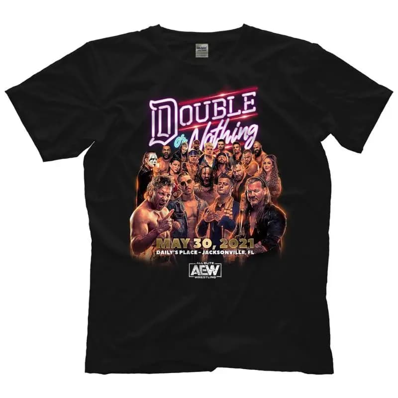 AEW Double or Nothing 2021 Full Talent Front Print Only Official T Shirt