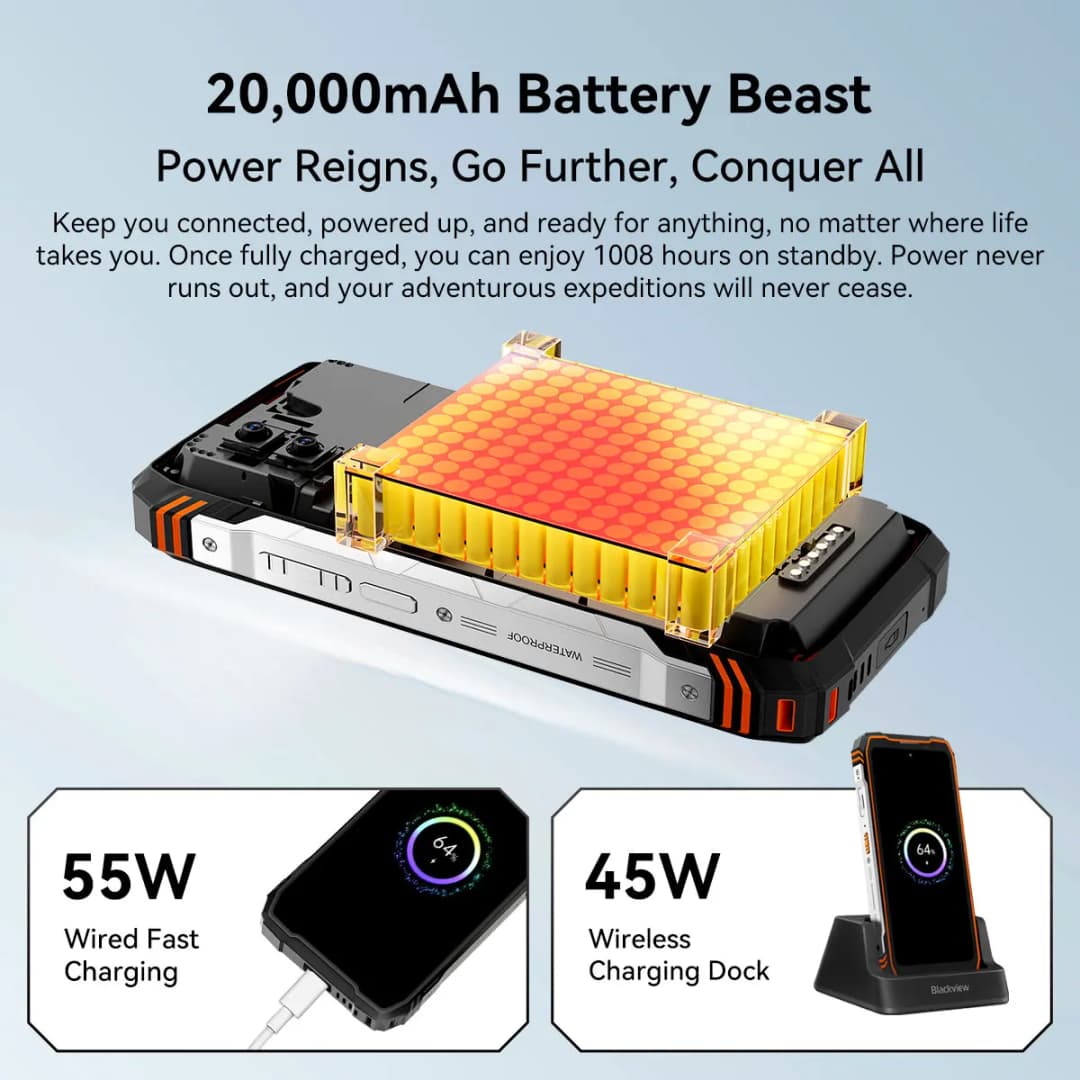 هاتف ذكي متين Blackview XPLORE 1 Pro، أندرويد 15، شاشة 6.78 بوصة 2.4K، 12GB+256/512GB، بطارية 20000mAh، تصوير حراري مدعوم من FLIR - 5