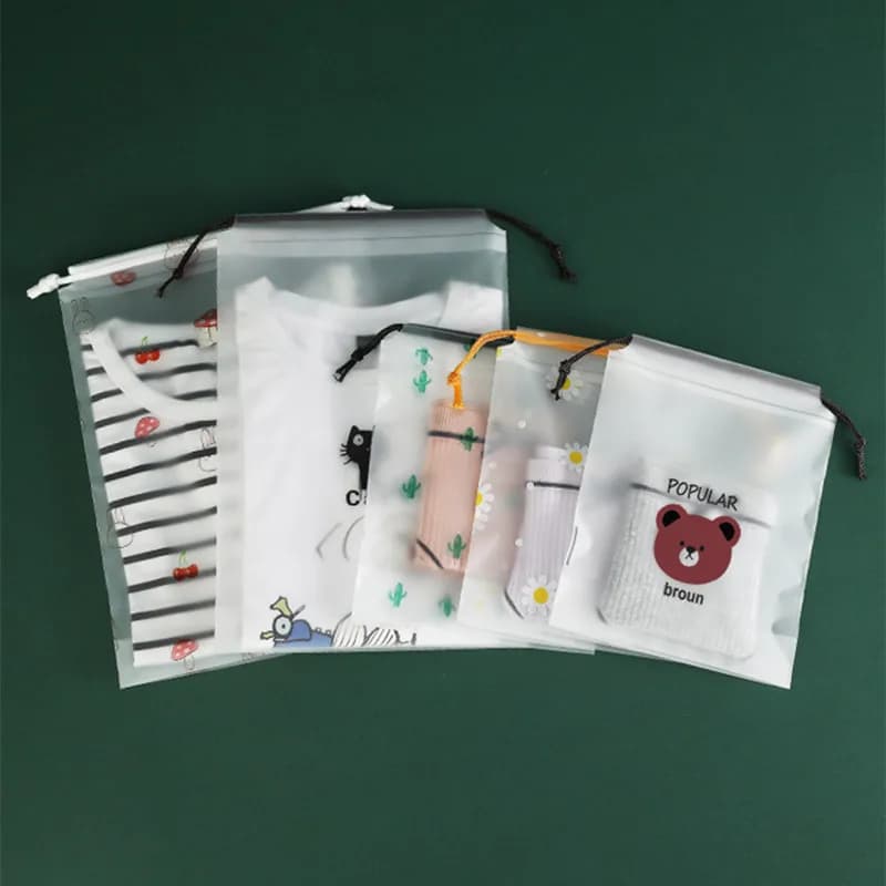 حقيبة برباط من النايلون/EVA، حقيبة تخزين، منظم أدوات صغيرة، غطاء أكياس سوداء للملابس والأحذية واستخدام السفر في الهواء الطلق - 5