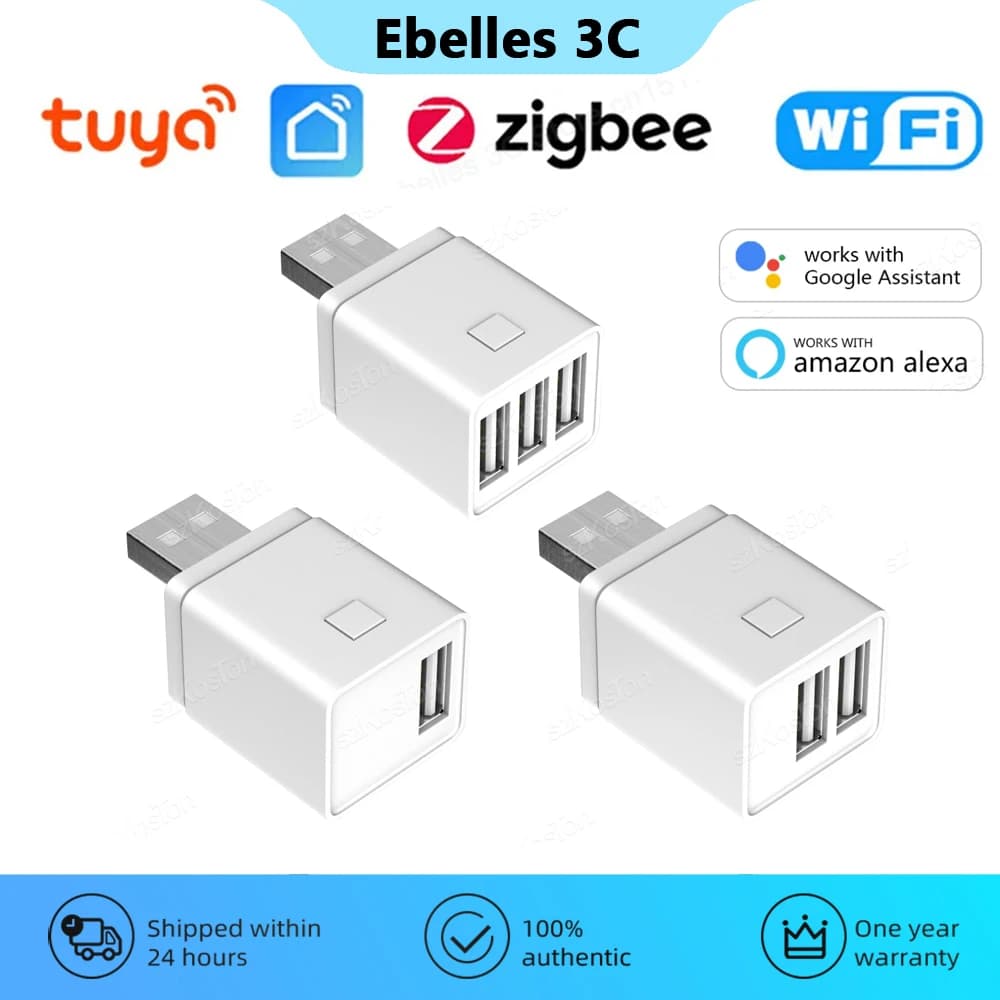 محول Tuya WiFi/Zigbee USB ذكي قابس 1/2/3 قنوات تطبيق Smart Life توقيت DIY تحكم تشغيل/إيقاف يعمل مع Alexa وGoogle Home