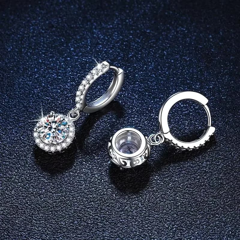 925 Sterling Silver 1 Carat Moissanite Round Earrings for Women Luxury Evening Style - 3