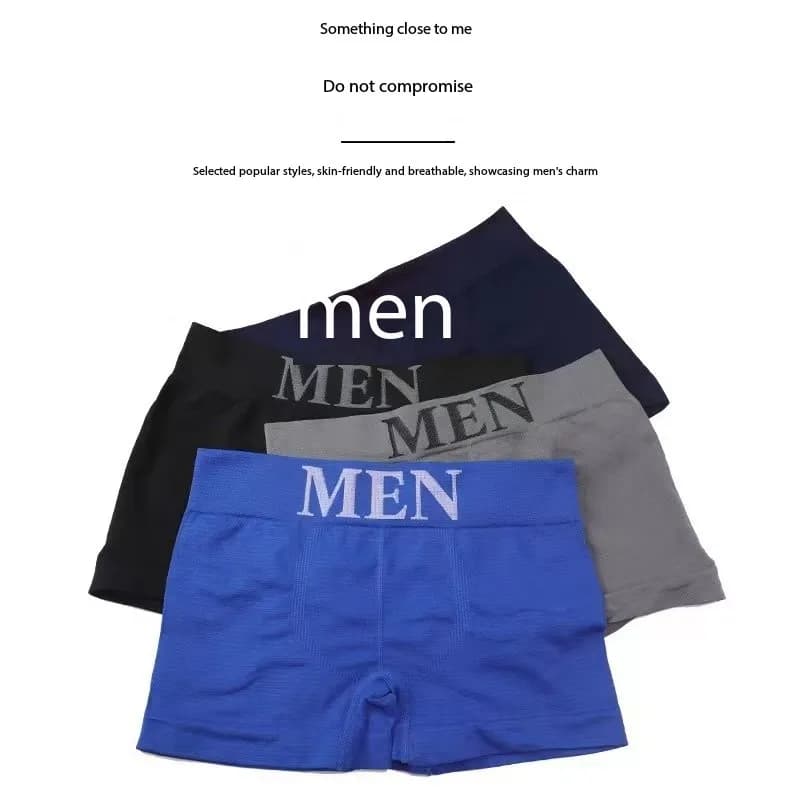 5 PCs Men's High Elastic Plain Color Comfortable Boxer Briefs Panties Breathable Pantyhose - 3