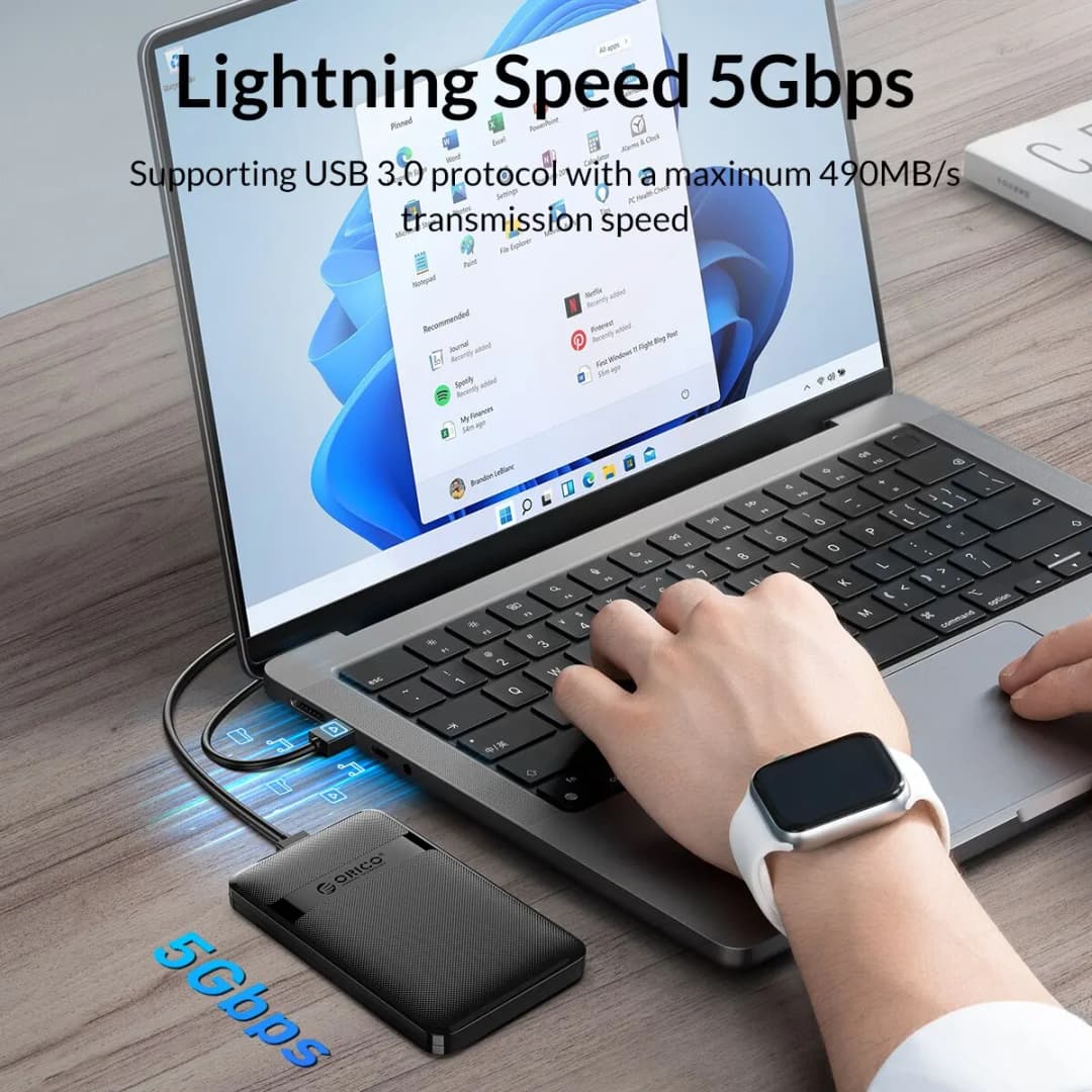 ORICO HDD Case 2.5 Inch SATA to USB3.0/Type-C HDD Enclosure 6Gbps Max USB-C External SATA HDD Enclosure Support Auto-Sleep - 2