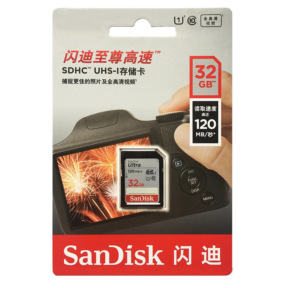 SanDisk SD Card 32GB 64GB 128GB 256GB Memory Card 120MB/s U1 200MB/s U3 V30 4K For Canon Nikon SLR Camera Shooting 4K Video - 5