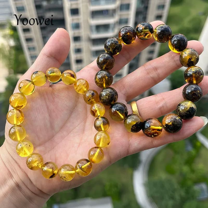 10.5 مللي متر 14 مللي متر 100% سوار كهرماني حقيقي حبة مستديرة خاصة للرجال هدية نبات البلطيق الأصلي حجر كريم لتقوم بها بنفسك مسبحة مجوهرات طبيعية