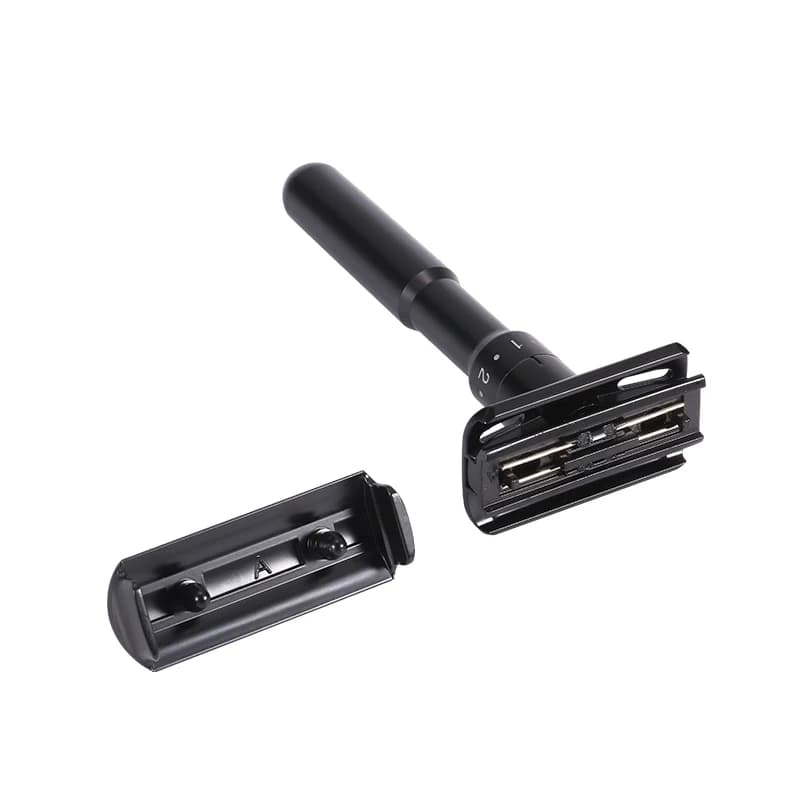 Mingshi Metal Adjustable Safety Razor Travel Double Edge Classic Men Shaving  Black Hair Removal Shaver with 5 Blades - 5