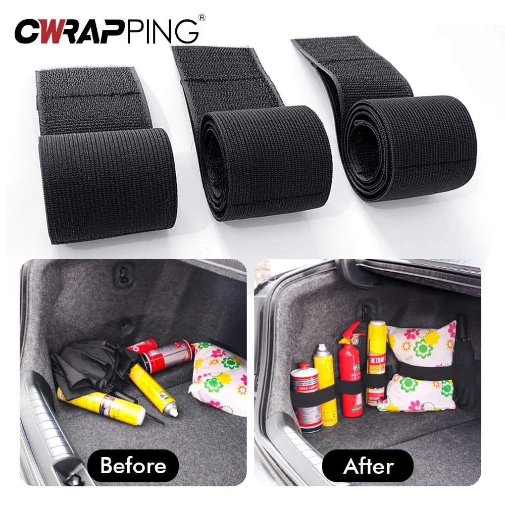 Car Trunk Organizer Firm Nylon Magic Tape Stowing Tidying Fixed Belt Auto Tools Storage Fixing Belt Fire Extinguisher Storage - 3