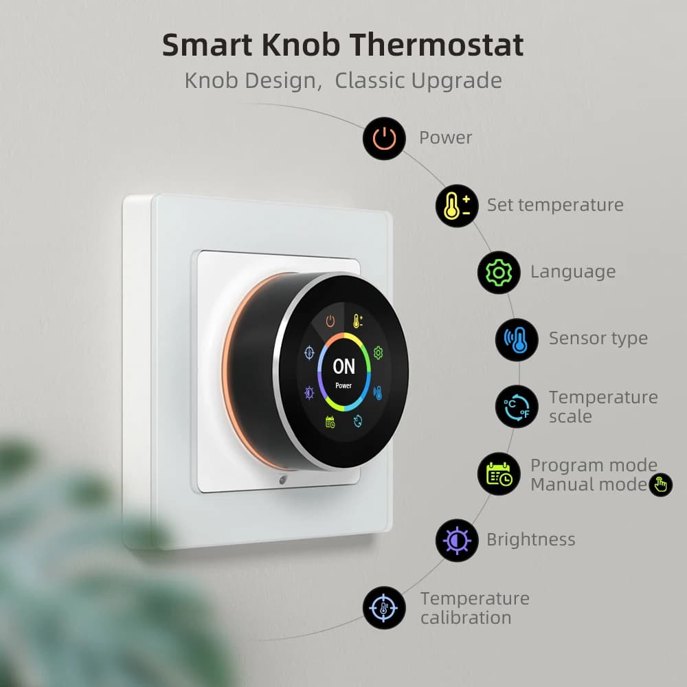 AVATTO WiFi Electric Floor Heating Water/Gas Boiler Temperature Controller，Smart Knob Thermostat Support Tuya Google Home, Alexa - 2