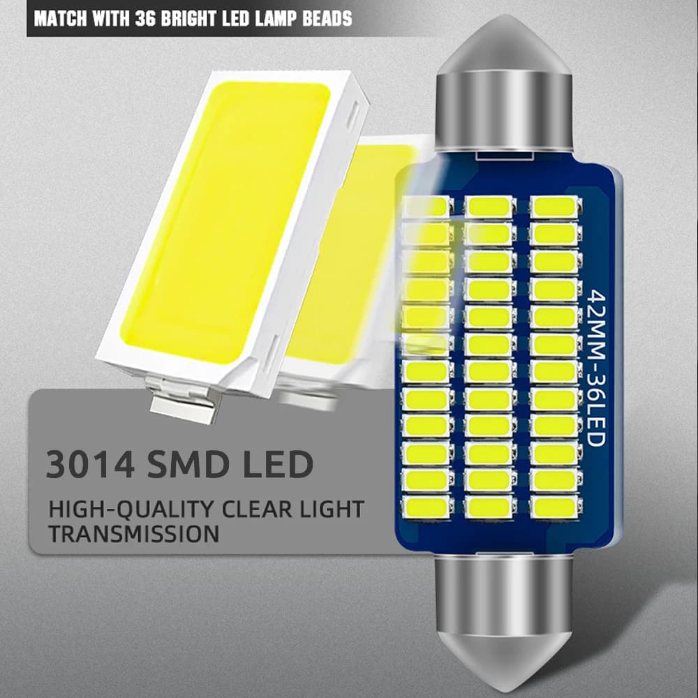 31MM 36MM 39MM 41MM C5w C10W Car LED 3014 SMD Reading Festoon Dome Light License Plate  Automobile Door Trunk Bulbs White DC 12V - 4