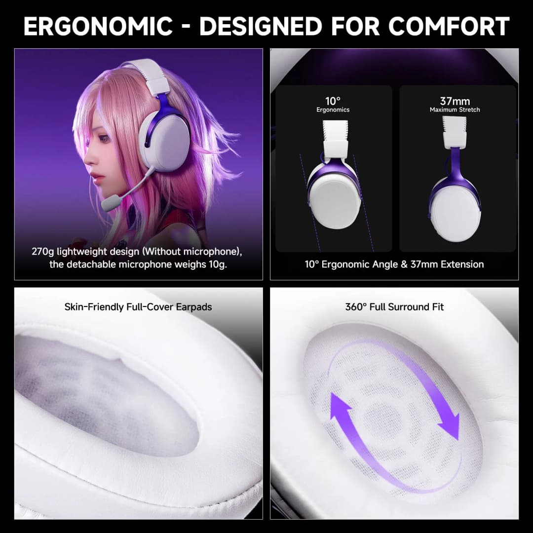 AKKO Verge S9 E-Sports Headset with Mic Quad-Mode Gaming Headphone 7.1 Channel Surround Sound Pro-Tuned FPS Audio 53mm Driver - 5