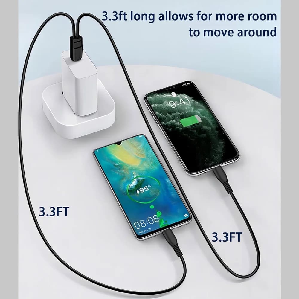 كابل USB C مزدوج، كابل شحن USB C إلى النوع C، كابل شحن USB متعدد 2 في 1 سلك USB C، كابل شاحن USB-C - 2