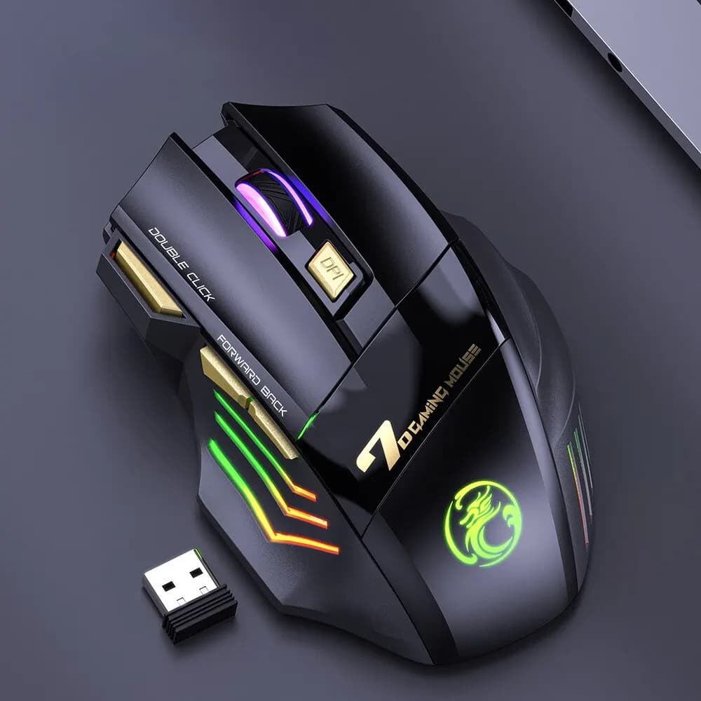 IMICE GW-X7 Wireless Gaming Mouse, 3200DPI Dual-Mode, 7 Programmable Keys, RGB Backlit Rechargeable - 4