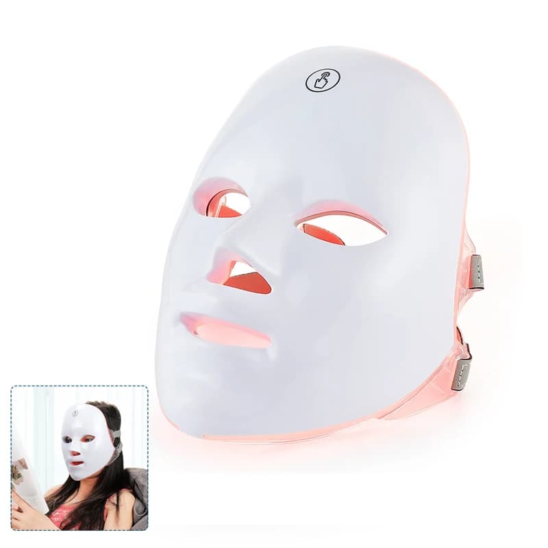 جهاز تجميل الوجه اللاسلكي بتقنية LED بألوان 7، قناع تجديد وتضييق بشرة الوجه والعنق باستخدام الفوتون
