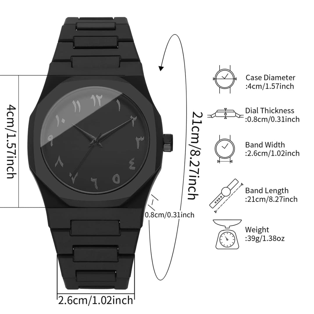 مجموعة ساعات كوارتز للرجال من قطعتين، ساعة رياضية بحزام بلاستيك، ريلوج هومبر (بدون علبة) - 6