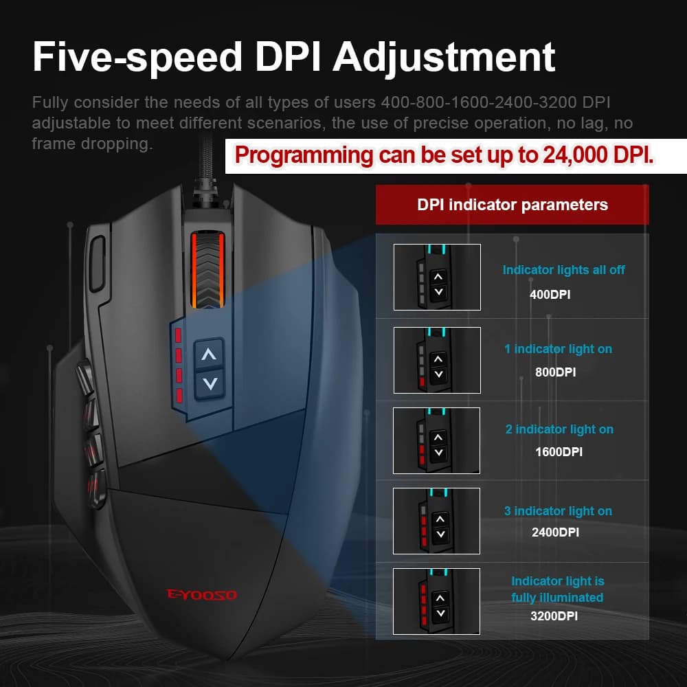 E-YOOSO X-39 USB Wired RGB Gaming Mouse 24000 DPI SG8960 19 buttons programmable game Optical mice for Computer PC Laptop - 3