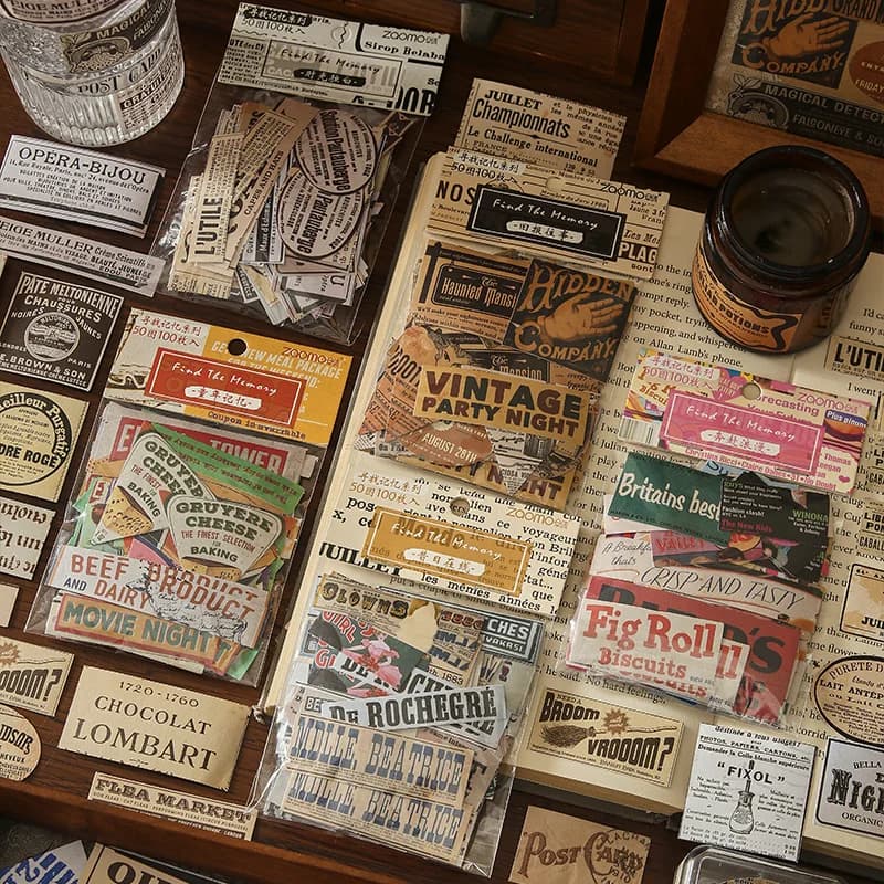 100 قطعة ملصقات زخرفية عتيقة، ألبوم يوميات، سكرابوكينغ، مادة مجمعة يدوية، لوازم مجلات غير مرغوب فيها - 3