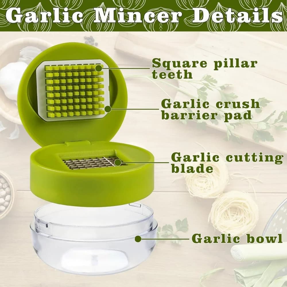 1pc Multifunctional Garlic Press Manual Mincer， ABS and Stainless Steel Garlic Slicer Handheld Ginger Masher with Storage Case - 4