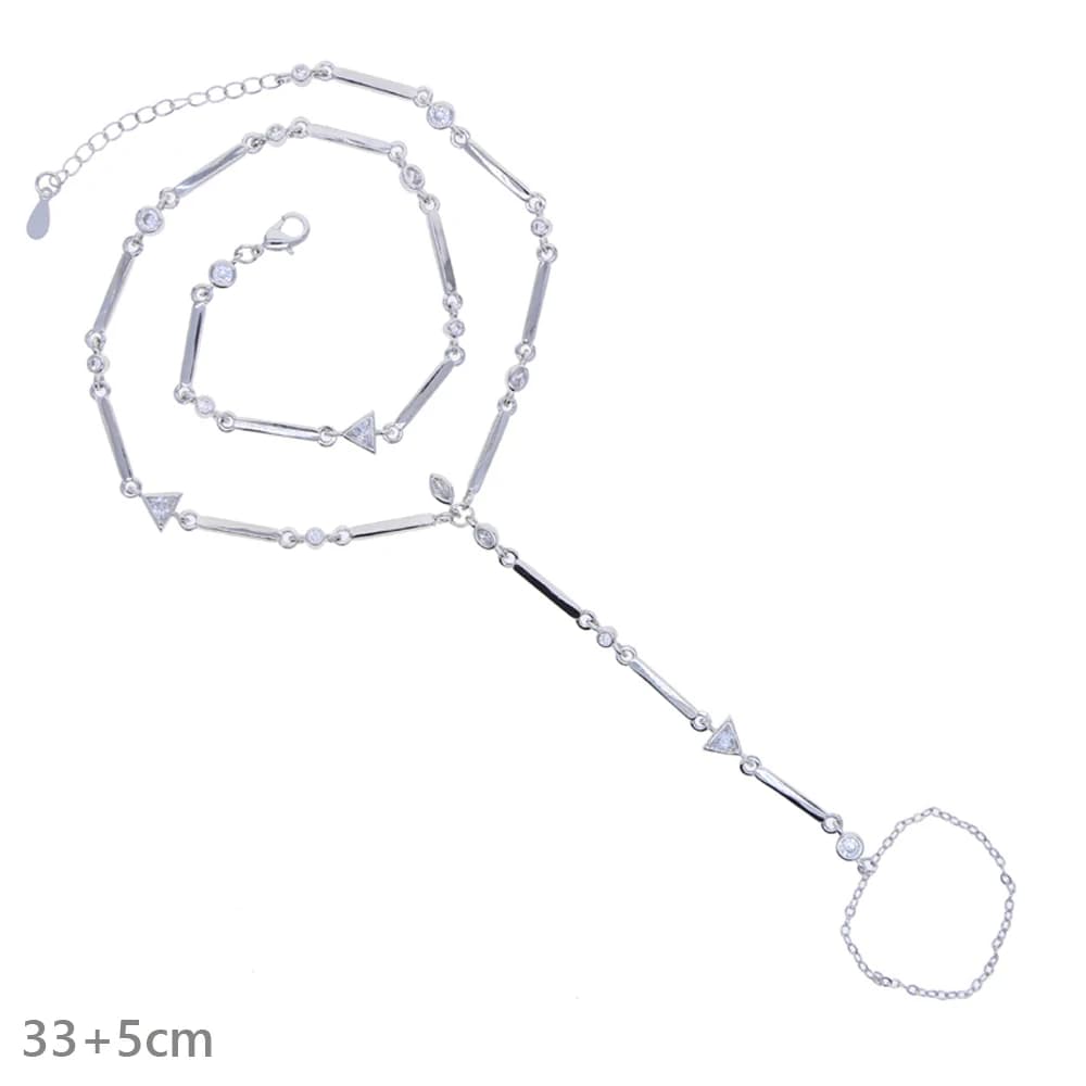 سوار نسائي فريد من نوعه مرصع بالكريستال على شكل شرابة طويلة مع شريط انزلاقي، مجوهرات لف الأصابع - 2