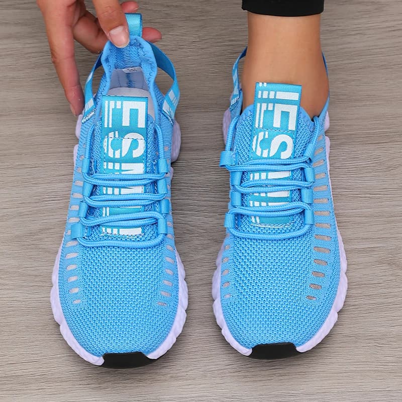 Women's Sports Shoes Mesh Lightweight Soft Sole Jogging Strap Breathable Fashion Sports Walking Casual Tennis Flat Shoes for Men - 3
