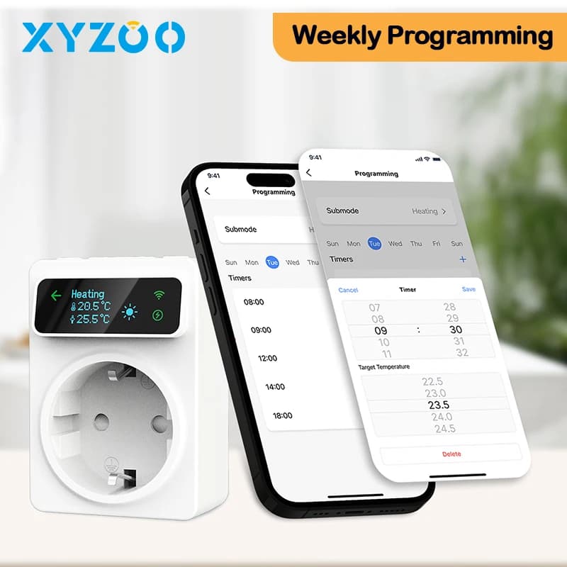 مقبس ذكي تيا واي فاي ترموستات 220V للتحكم في درجة الحرارة لتدفئة وتبريد الأرضيات مع دعم التحكم الصوتي لأليكسا وجوجل هوم - 6