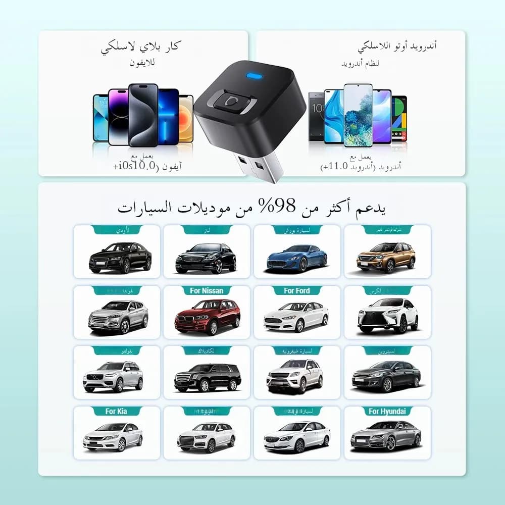 أوتوكاست ميني دوت إكسبريس 2 في 1 محول كاربلاي أندرويد أوتو لاسلكي توصيل وتشغيل اتصال سريع USB دونجل لبنز أودي تويوتا - 6