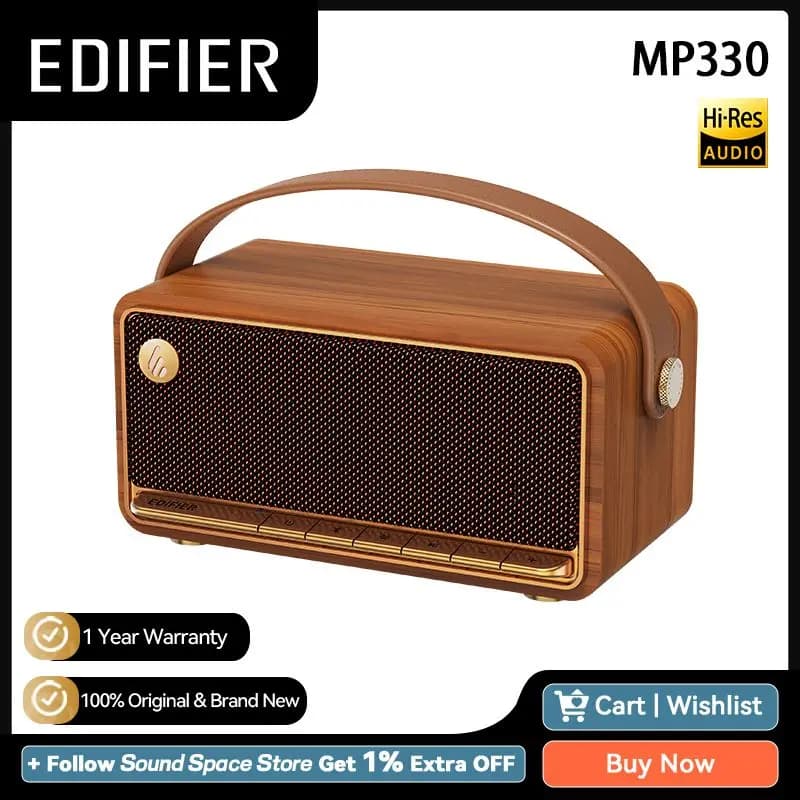 سماعة إديفاير MP330 محمولة بلوتوث هاي-ريز صوت بلوتوث V6.0 ستيريو اقتران USB-C مدخلات بطاقة TF 40W RMS 19 ساعة تشغيل