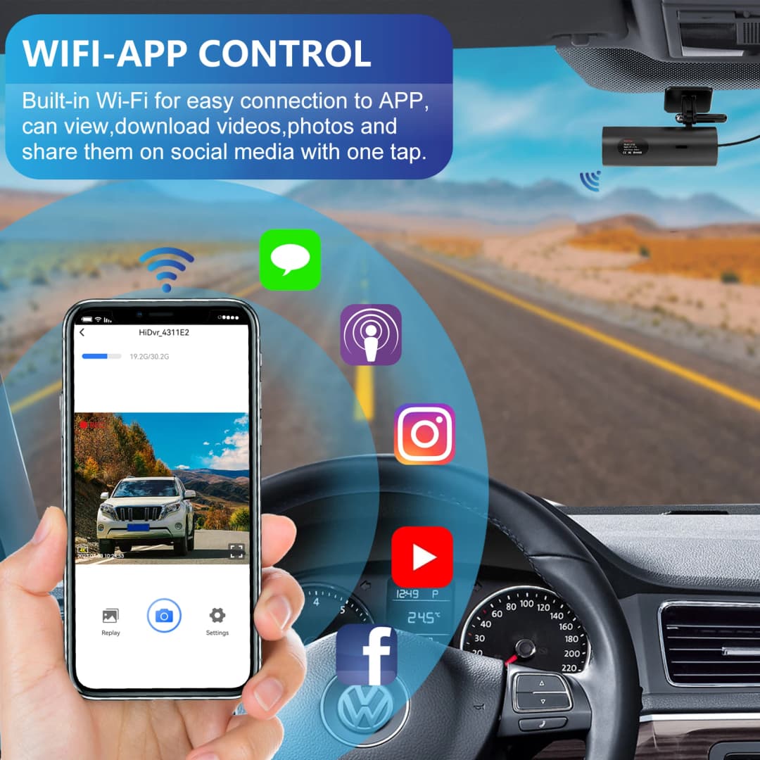 dashcam for car Black box Driving Video Recorders 4K WiFi Mini Front Camera Dash Cam 24H Parking Monitor Car Recording camera - 6