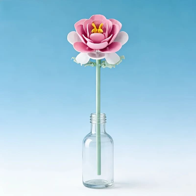 Micro particle building block flower set, DIY assembly floral decoration, suitable for desktop decoration and room accessories [ - 6