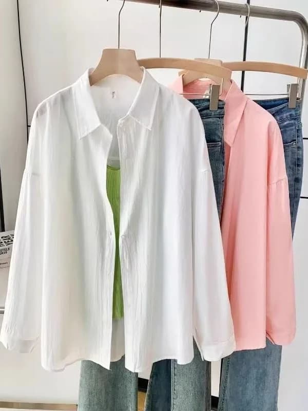 Dopamine Hong Kong Style Retro Korean Collar Long Sleeve Shirt Fashionable Versatile Lazy Slimming Commute Top Women's Shirt - 2