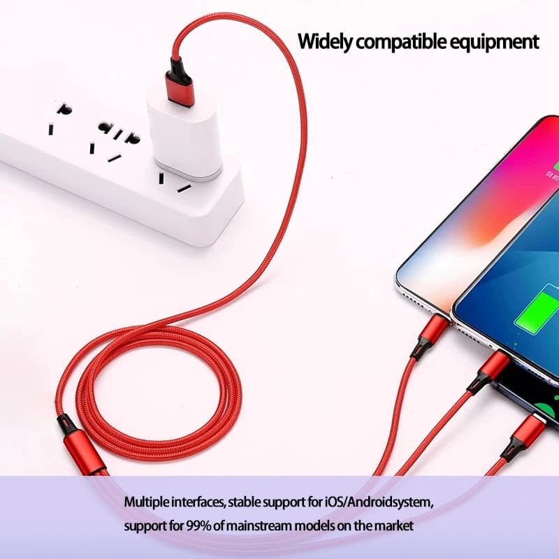 3 in 1 USB Fast Charging Braided Cable Type C Micro LIGHTNING Multi Charger Cable for iPhone Samsung Huawei - 6