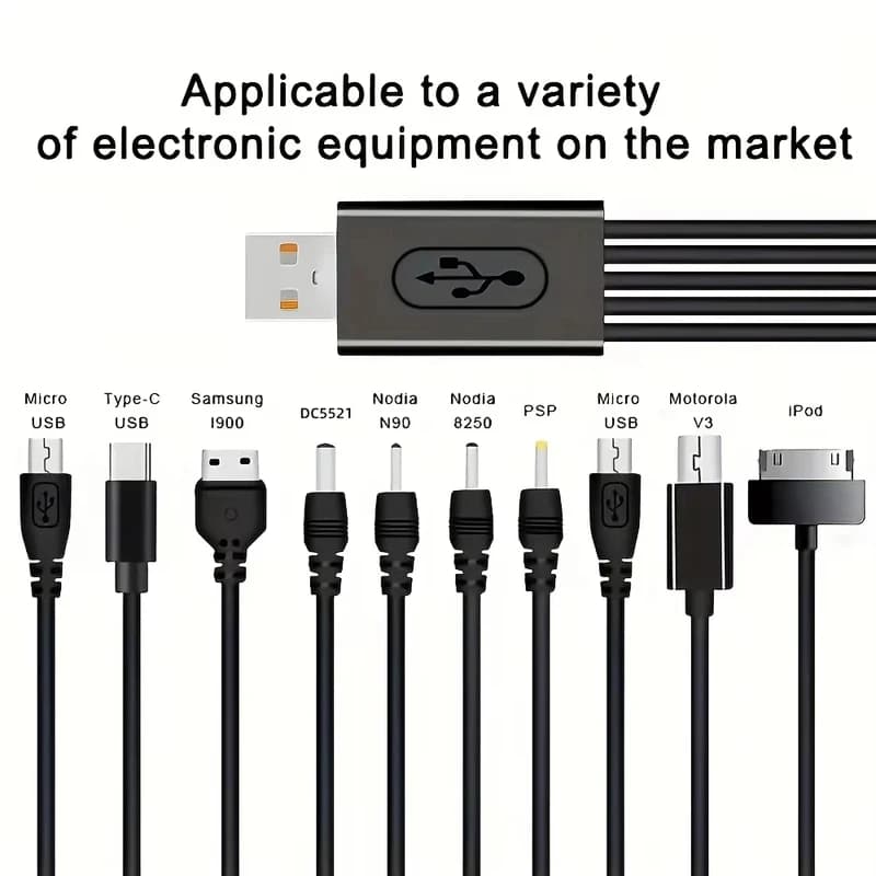 NNBILI 10-in-1 Multi-Head USB Charging Cable, Universal Retractable Travel Charger Cord with Micro-USB / Type-C / Lightning Conn - 3
