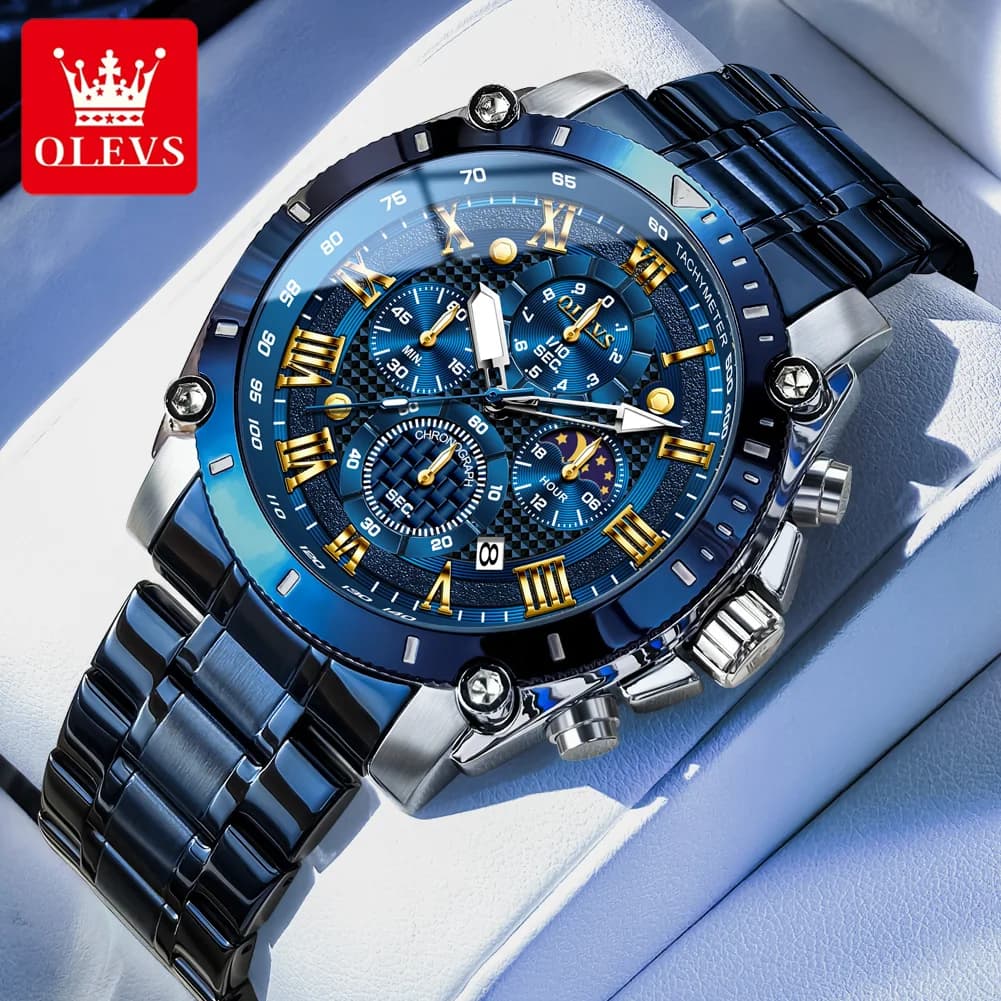 OLEVS 2025 New Men Watch Top Brand Luxury Watch Men Stainless Steel Waterproof Sport Quartz Chronograph Wrist Watch Man Relogio - 2