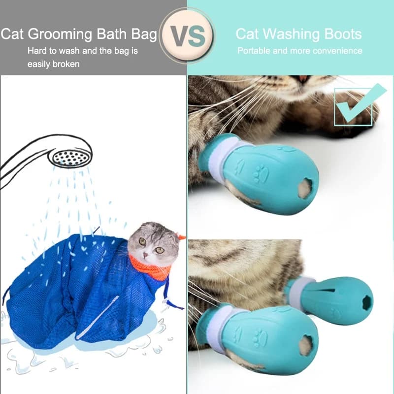 Cat Claw Protector Bath Anti-Scratch Cat Shoes For Cat Adjustable Pet Bath Wash Boots Cat Paw Nail Cover Pet Grooming Supplies - 2