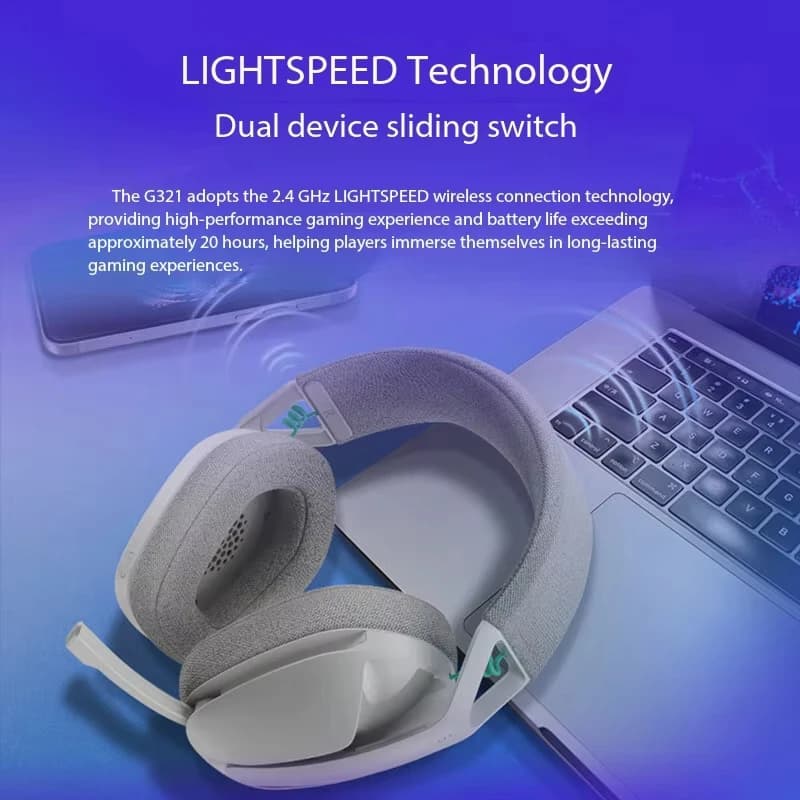 Logitech G321 Gaming Headset Over-Ear Wireless Bluetooth Dual-Mode Connection, Detachable Noise-Canceling Microphone for Gaming - 3