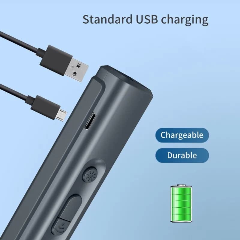 جهاز طارد للكلاب بالموجات فوق الصوتية، مضاد للنباح، قابل للشحن عبر USB، محمول، مع كشاف LED وحبل - 4
